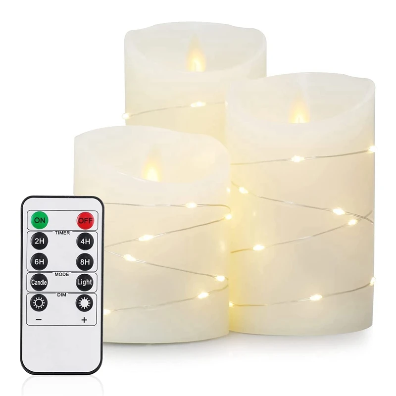 

Flickering Flameless Candles, LED Battery Operated Remote Control Cycling Timer For Home, Party, Christmas Decor