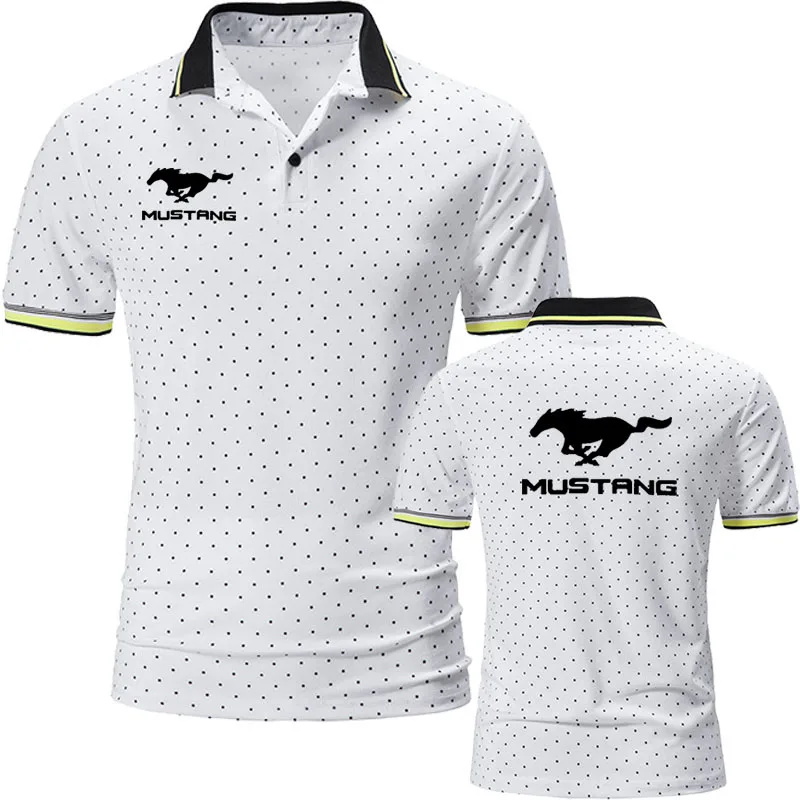 

Ford Mustang Cotton Polo Shirts for Men Casual Solid Color Slim Fit Mens Polos New Summer T-shirt Fashion Brand Men Clothing
