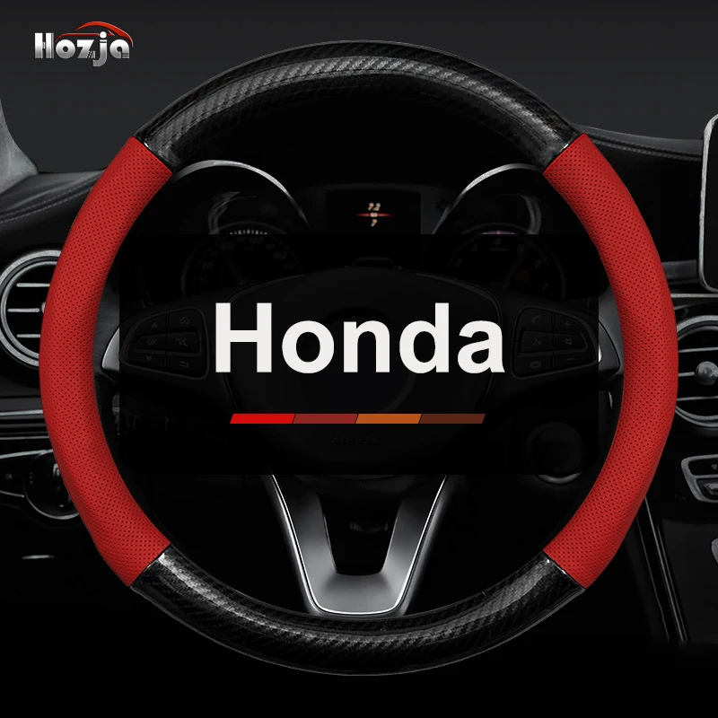 

Car Steering Wheel Cover Carbon Fiber Breathable Anti Slip Leather For Honda Civic IX 9 MK9 9th Gen 2012 2013 2014 2015 2016