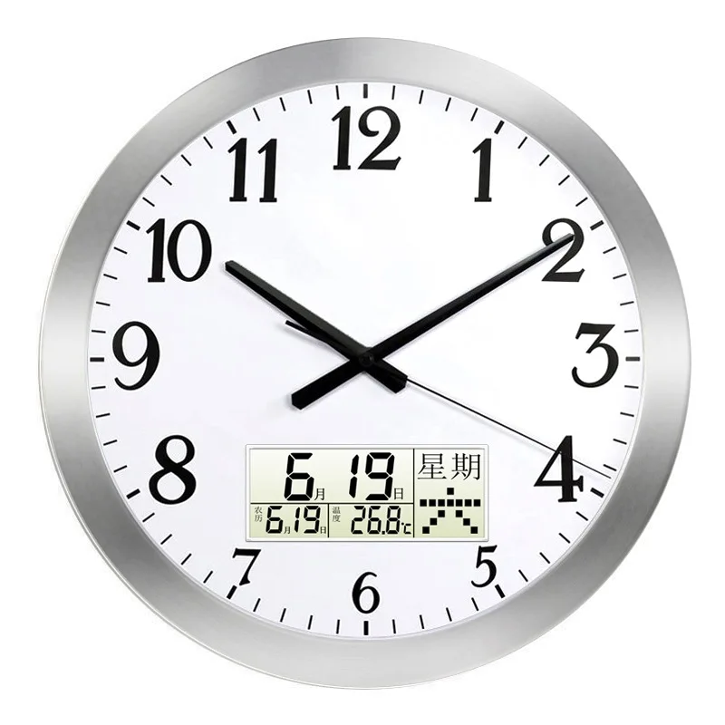 

Часы кварцевые для дома и гостиницы, бесшумные подвесные ЖК-часы с вечным календарем, лунным датчиком температуры, карманные