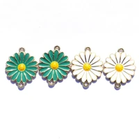 5pcslot enamel daisy flowers charms double hole alloy pendant connector for diy jewelry earrings necklace bracelet making