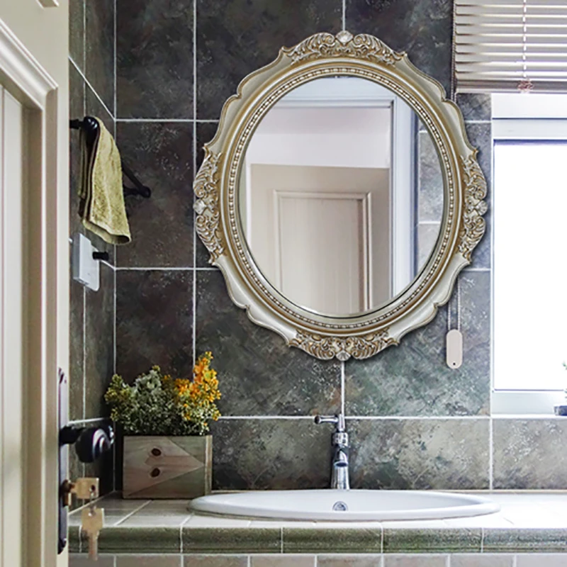 

Creative Bathroom Mirror Girls Room Wave Shower Round Luxury Mirror Toilet Korean Wandstickers Living Room Decoration YYY40XP