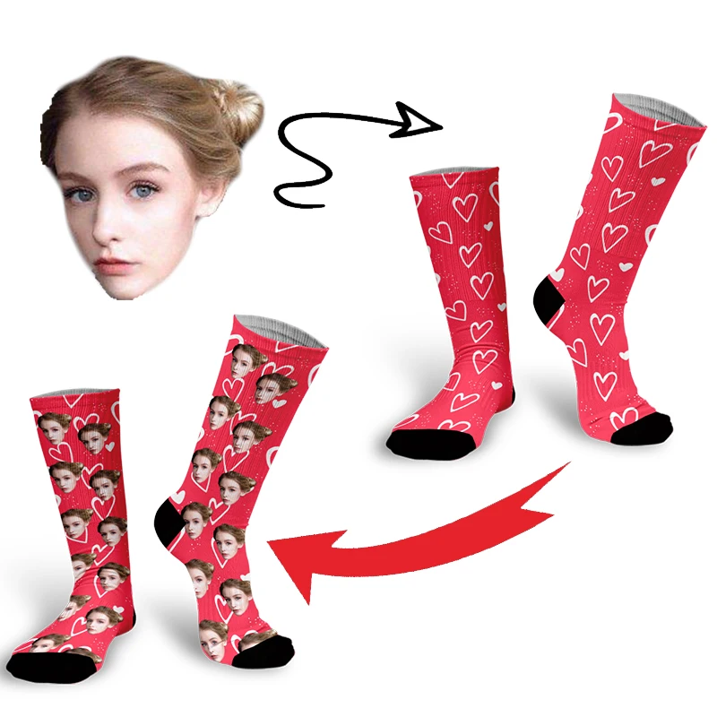 Newly Designed Custom Cotton Socks Female Facial Color Love Socks Harajuku Fashion Kawaii Girl Socks Multi Style Festivals Gifts