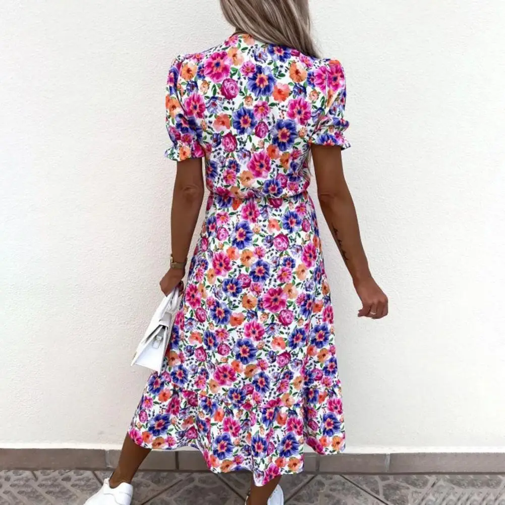 

Lightweight Chic Short Sleeve Lady Dress Loose Fit Lady Dress Mid-calf Women Clothes