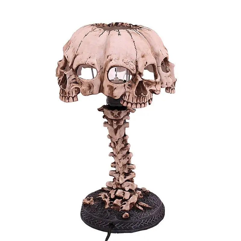 

Skeleton Skull Light Gothic Lamp 4 Head Skull Night Light Resin Horror Lamp Decoration Spooky Halloween Decorative Lights 3D