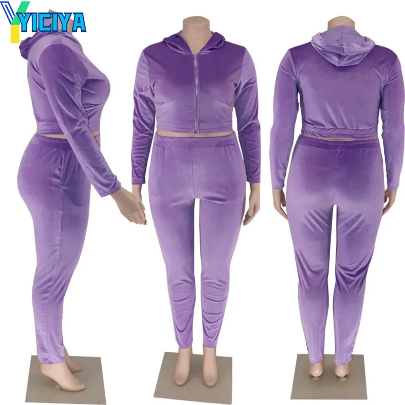 YICIYA Velvet Pants Ootd  Tracksuit Women Sweatsuits For Women Track Suit Winter Hoody Velour Suit Sweatsuit Women's Sport Suits