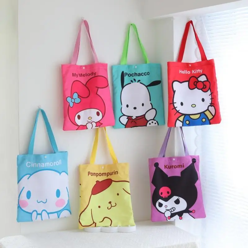 

Hello Kitty Kawaii Sanrioed My Meldoy Cartoon Fashion Girl Large Canvas Bag Shopping Shoulder Bag Document Tote Bag