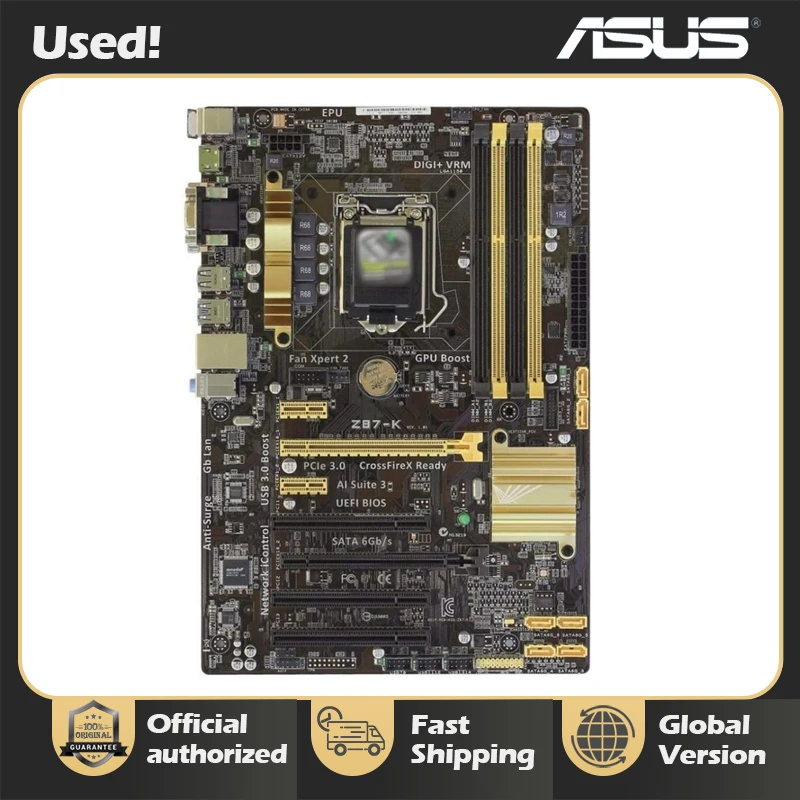 

Asus Z87-K Original Desktop Motherboard Z87 Socket LGA 1150 i7 i5 i3 DDR3 32G SATA3 USB3.0 ATX Original disassembly