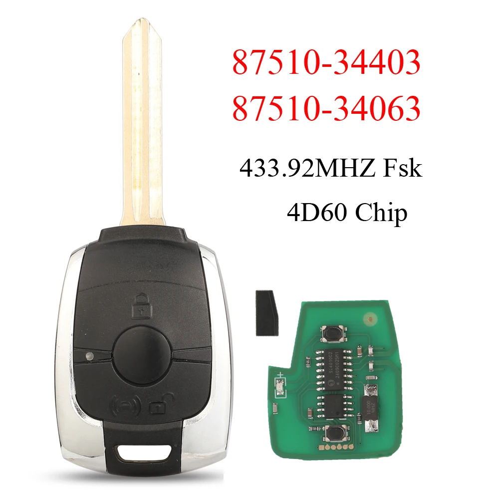Jingyuqin 87510-34403/34063 дистанционный ключ от автомобиля 433 МГц 4D60 для Ssangyong Actyon Kyron Rexton