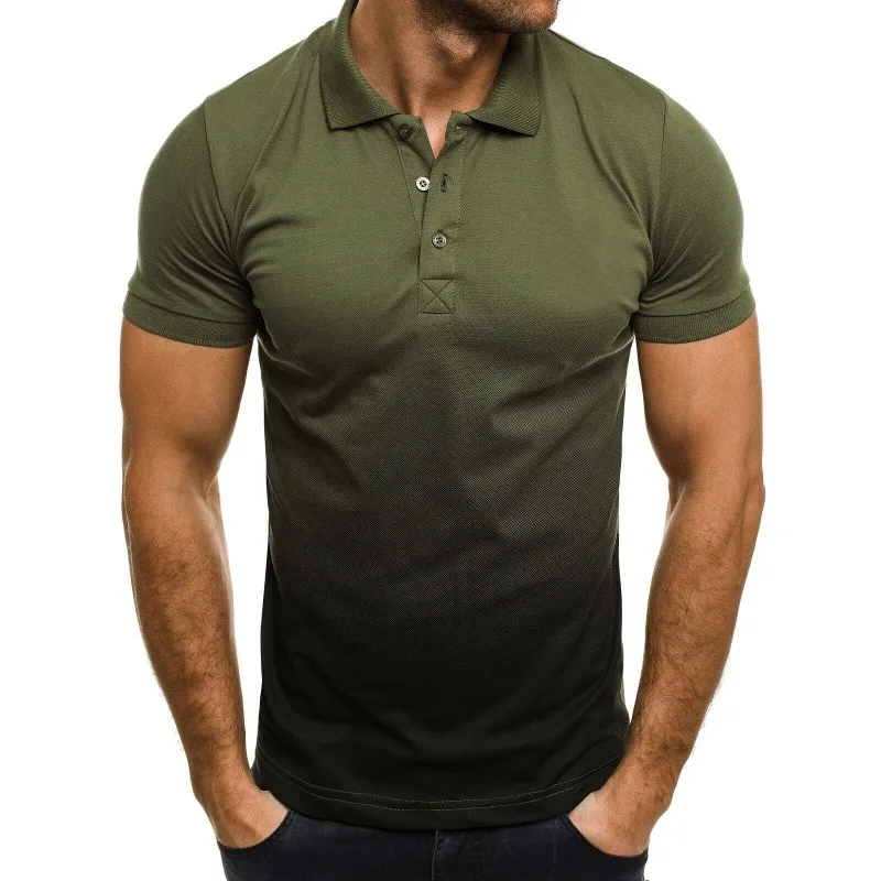 

Summer Men's Casual Sports T-shirt Summer Lapel 3d Gradient Short-sleeved Polo Shirt