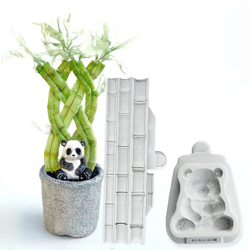 

Silicone Mold Decoration FBamboo Panda shape Fondant Cake Chocolate Candy Molds Pastry Biscuits Mould DIY For Party Clay Mold