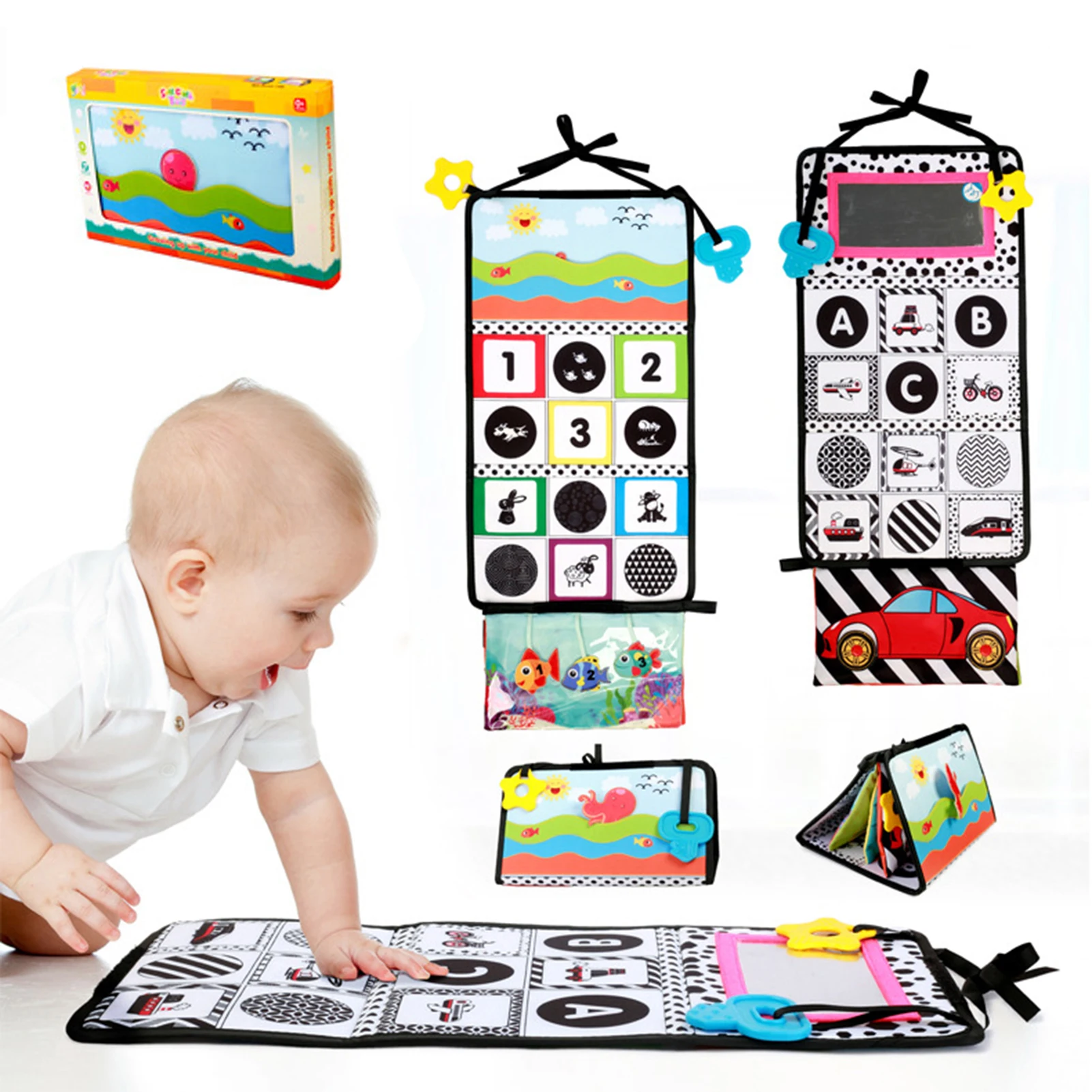 

Baby Distorting Mirror Fun Cognitive Folding Album Cloth Book Floor Mirror Car Rear Seat Fun Mirror Toy Great Early Development