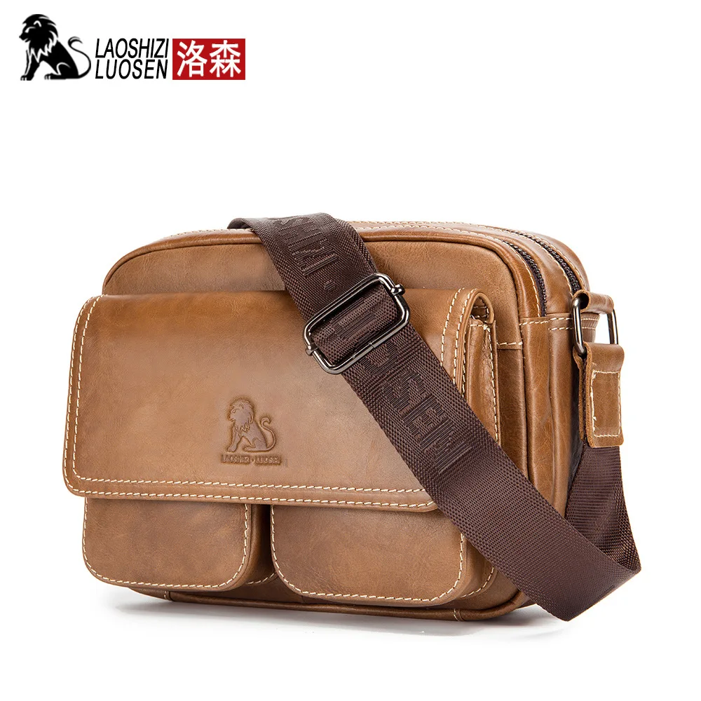 

Old lion leather with cowhide men's oblique cross bag single shoulder horizontal style square bag top layer cow leather bag