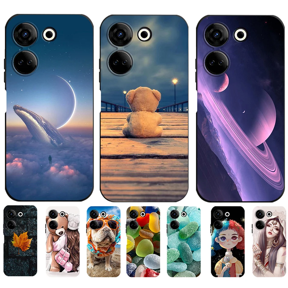 Чехол для Tecno Camon 20 Pro 4G Женский силиконовый роскошный мягкий чехол из ТПУ задняя