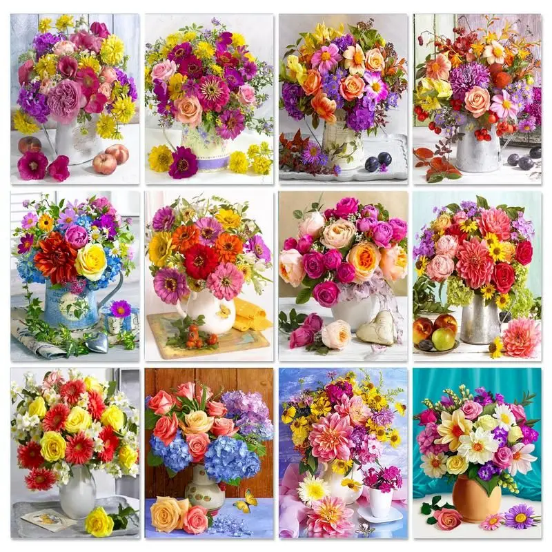 

GATYZTORY Flowers Diy Acrylic Paint By Number DIY Set On Canvas Picture Drawing By Numbers Oil Handpainted Wall Art Home Decor