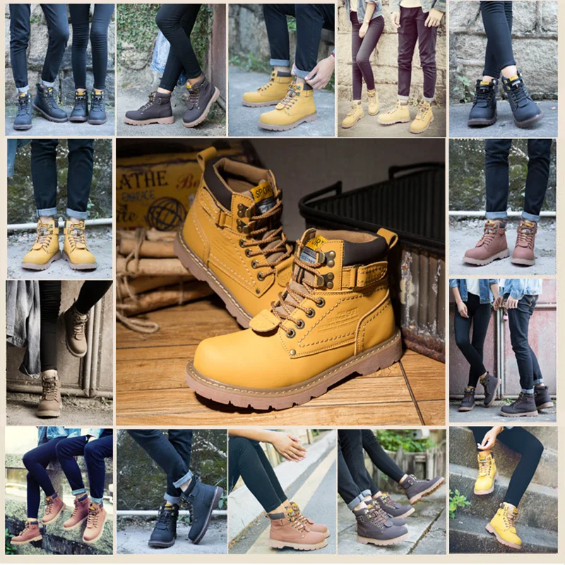 Hiking Shoes High-quality Leather Big Head Non-slip Anti-collision Tooling Shoes Couple Outdoor Leisure  Sneakers Size 35-46