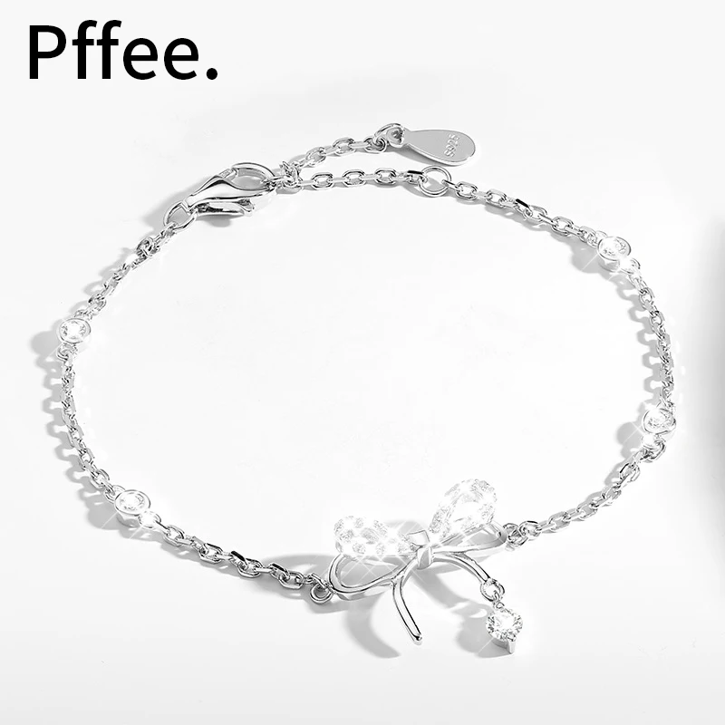 

925 Sterling Silver Certified Bracelet Bowknot Charm Bracelets For Women Jewelry Sets Woman Stud Earrings Female Rings Girl Gift