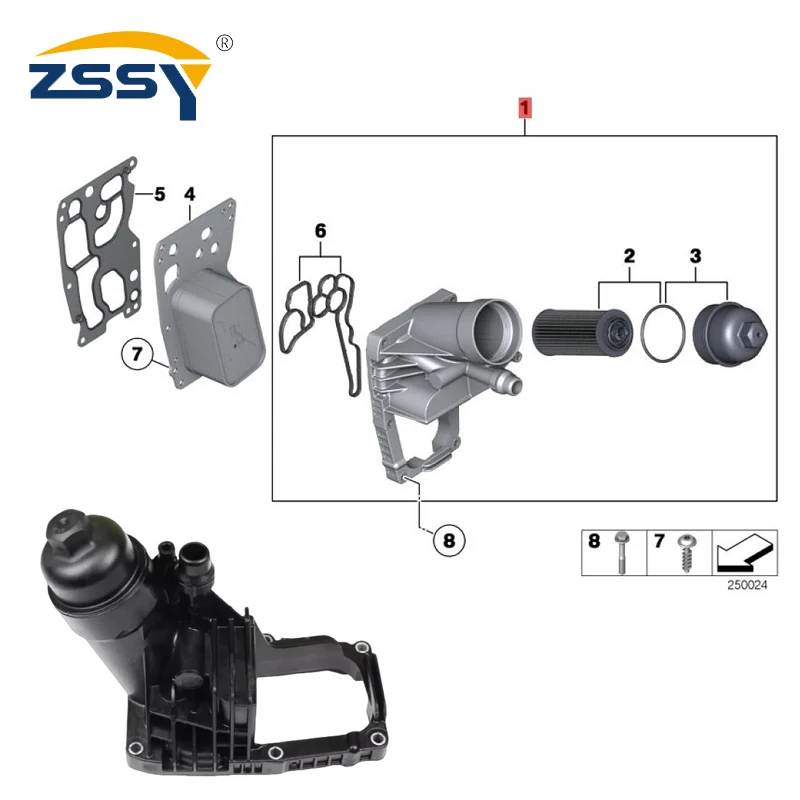 

OEM 11428512283 Корпус масляного фильтра двигателя для BMW F20 F21 E90 E91 E92 E93 F30 F34 F36 F10 F11 E84 F25 N47 Комплект масляного радиатора