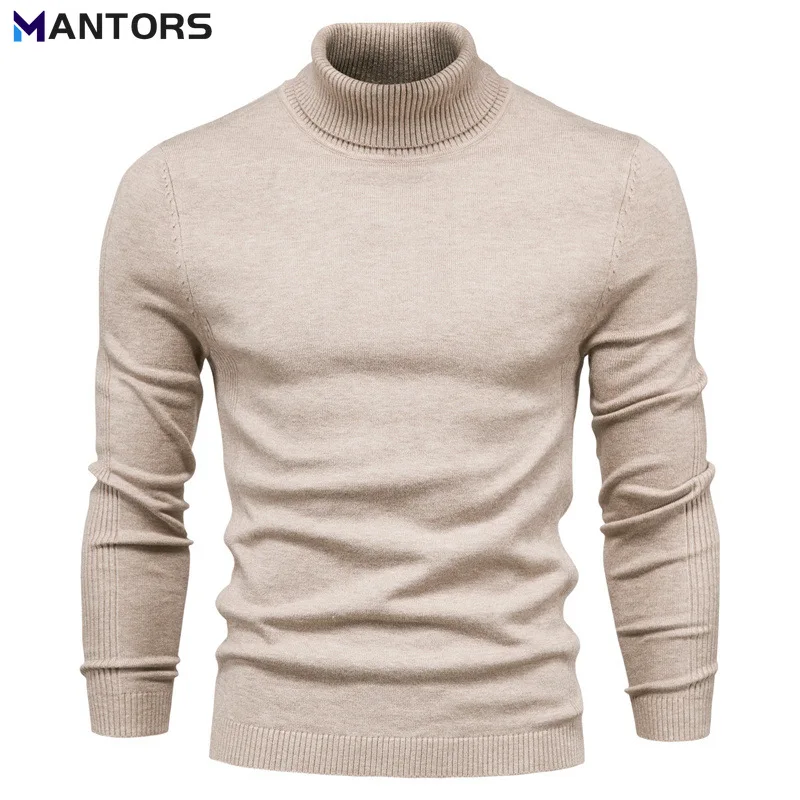 

MANTORS Autumn Winter Casual Mens Solid Color Sweater Turtleneck Wool Knitted Men Pullover Warm Bottoming Sweater Fashion Tops