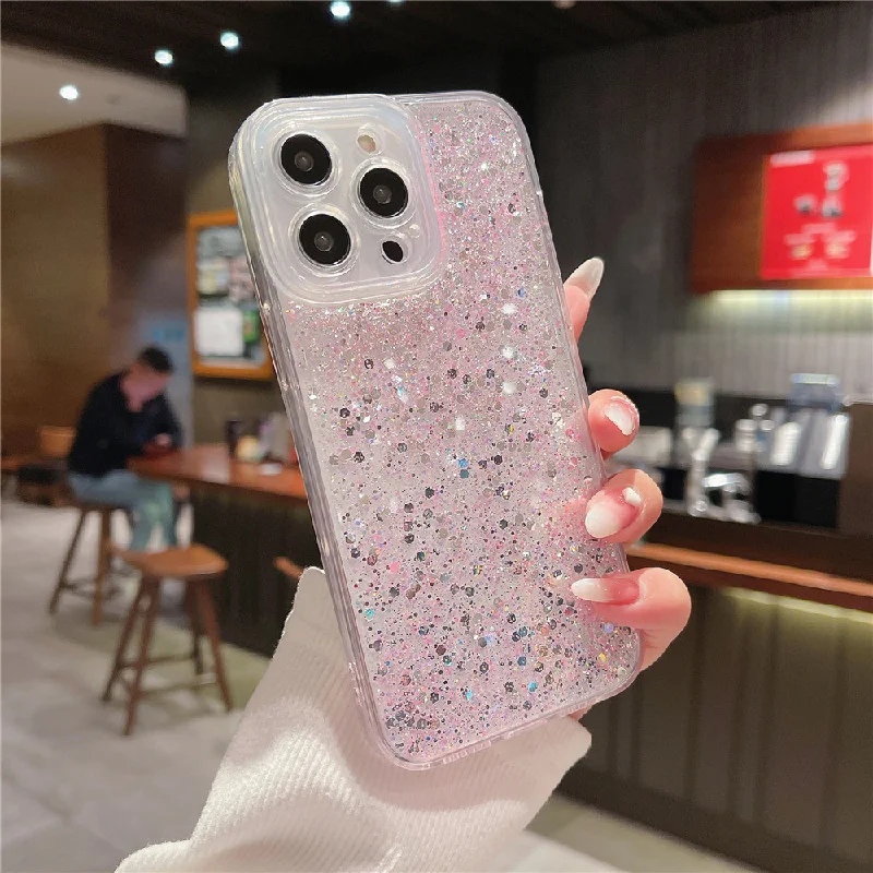 

Twinkle Diamond Clear Phone Case For iPhone 13 14Pro 12 11 Pro Max X XR XS Max 7 8 14Plus Camera Protection Soft TPU Back Cover