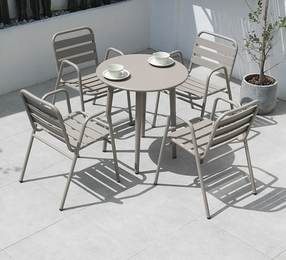 Прямой Производитель алюминиевый 8-местный деревянный стол и стул комплект