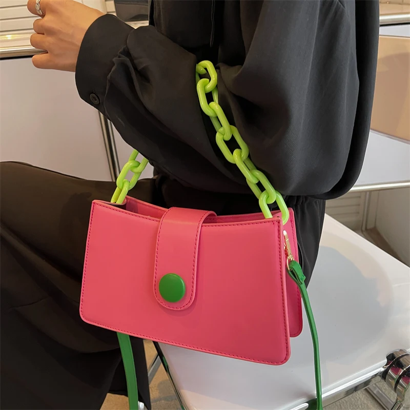 

Candy Color Chain Cute Handbags Designer Small Leather Women's Handbags 2022 Luxury Fashion Female Shoulder Crossbody Sling Bag