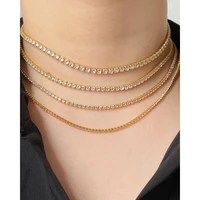 perisbox luxury aaa cubic zirconia chain collar necklaces exquisite shining tennis chain choker for women wedding jewelry 2022