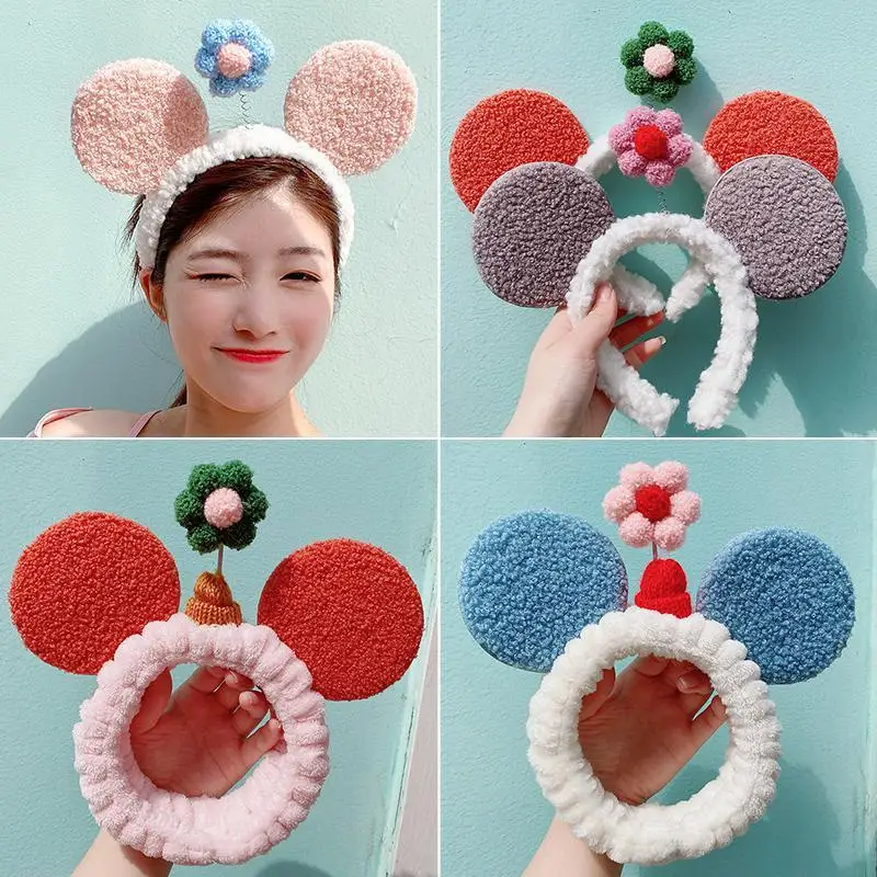 

Милый цветочный ободок для волос для девочек, детский зажим для волос, повязка для волос ручной работы с Микки Маусом, подарок на день рожден...