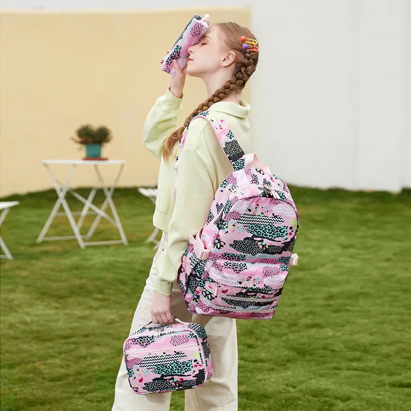 New School Backpacks Teenagers Girls Print School Bags with Lunch Bag and Pencil Case Kids 3 In 1 Bookbags Set Mochilas Infantil