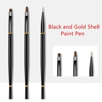 3 pcsset black copper nail brush pen for decoration fashion nylon fur nails art tools for diy manicure design