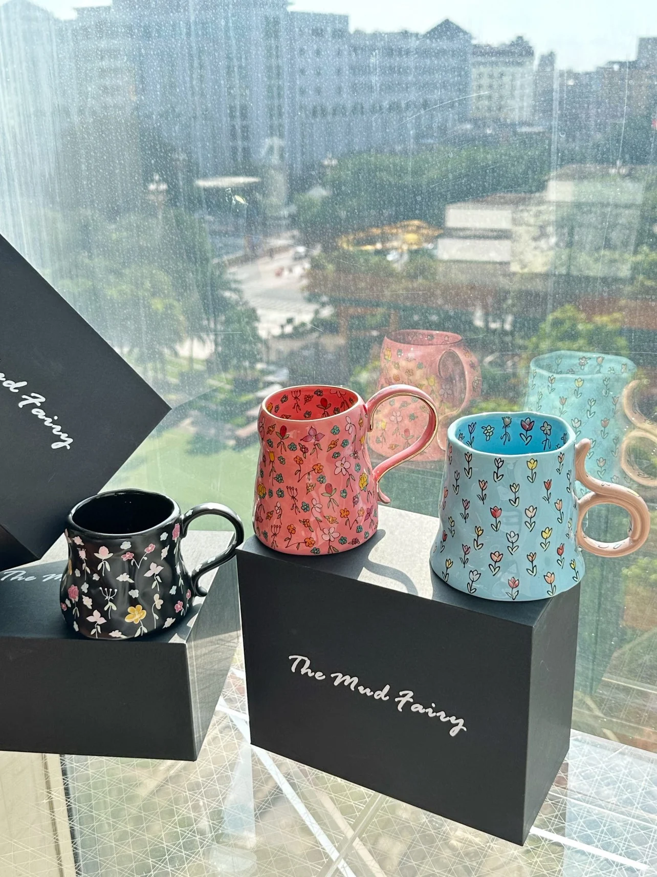 Японская кружка ручной работы французская цветочная чашка для воды керамическая