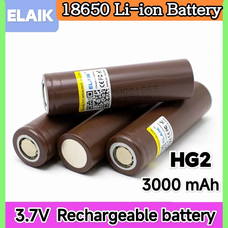 

ELAIK 100% brand new original 3.6v 18650 HG2 3000mAh lithium-ion rechargeable battery discharge 30A 1-20PCS