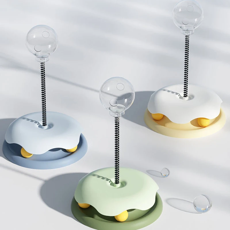 

2 In 1 Cat Leakage Food Toys Turntable Ball Cat Leakage Food Toys Kitten Funny Cat Training Spring Ball Cat Supplies Accessories