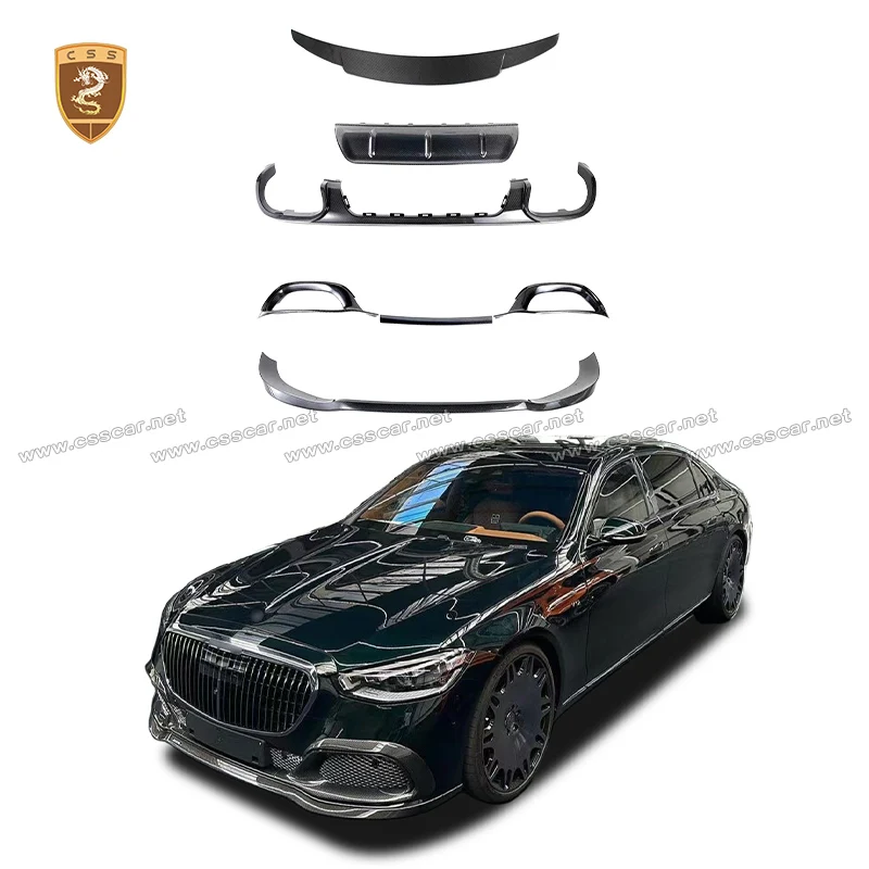 Фото Новое поступление, комплект кузова из сухого углерода S580 для Mercedes Benz S Class W223 Brabs Style, передний разделитель губ, вентиляционные отверстия, задний диффузор, спойлер №1