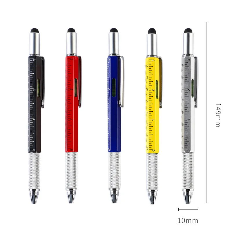 

Multifunction Ballpoint Pen Portable Handheld Tool Measure Scale Ruler Screwdriver Touch Screen Stylus Spirit Level Office Pen