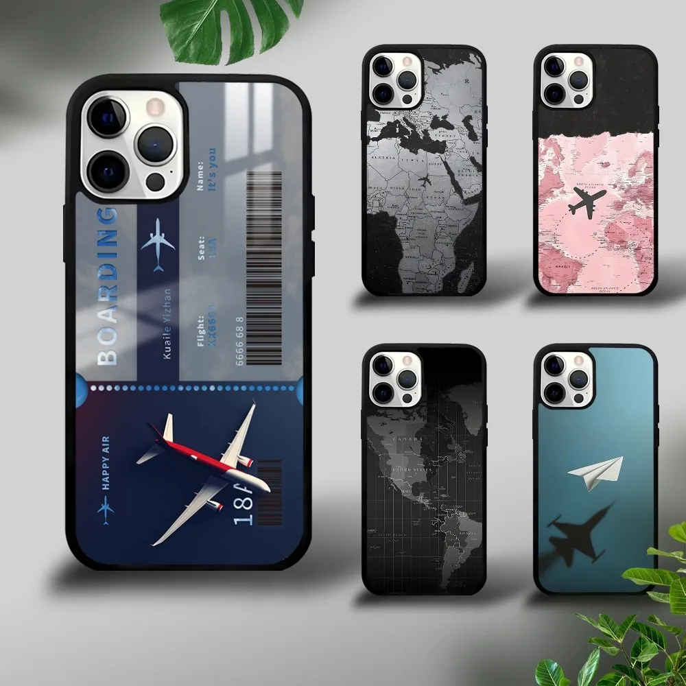 Travel-nspired Airplane Route Phone Case For iPhone 16 15 14 13 12 11 Pro Xs Max Mini Plus Celulares Hard Funda