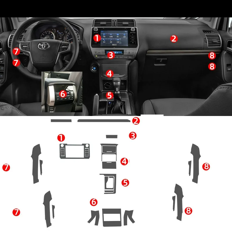 

Для 2018-2021 Toyota Prado навигация центральное управление Автомобильная дверь пластиковая пленка аксессуары для интерьера ТПУ Прозрачная защитная пленка
