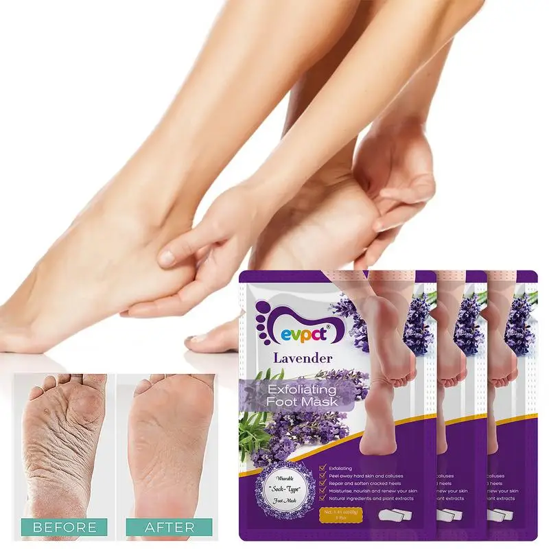 

3 Packs Lavender Foot Dead Skin Peel Off Mask 40gx3 Feet Callus Exfoliate Peeling Dead Skin Pedicure Repair Dry Crack Skin Mask