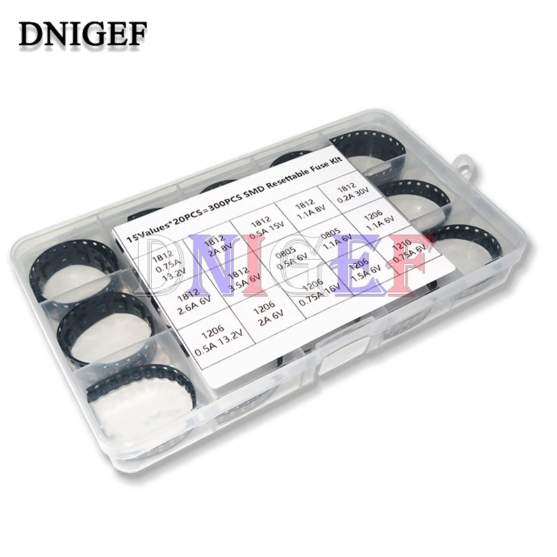 

15Values1812 1206 0805 1210 0.7A 0.5A 0.2A 1.1A 2.6A 3.5A SMD сбрасываемый предохранитель PPTC полипереключатель самовосстанавливающийся 300 шт./компл.