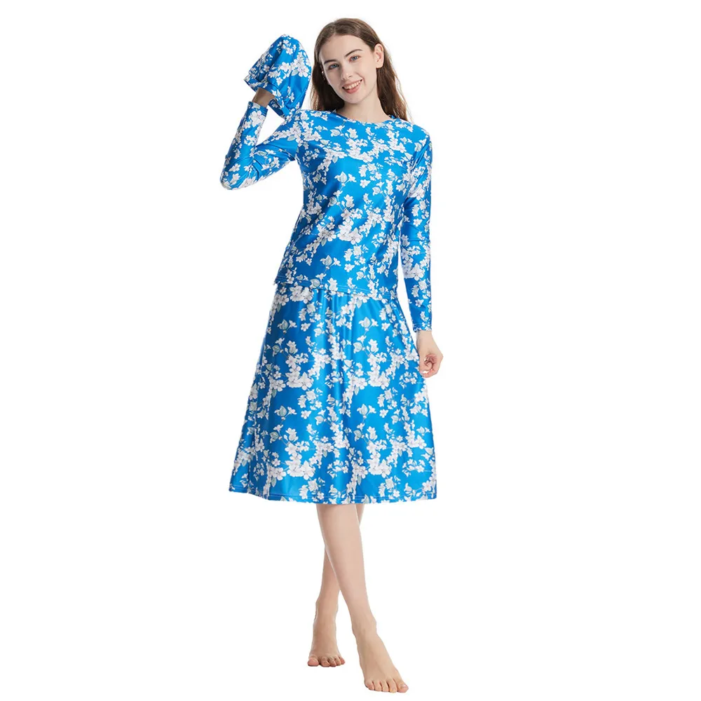 3 шт. купальник с принтом женская мусульманская шляпа рубашка для плавания топы