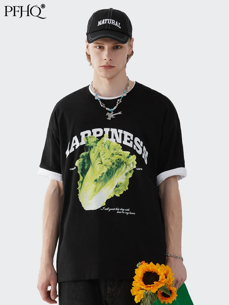 

Футболка PFHQ мужская с принтом свежей салаты, уличный стиль, свободная дышащая хлопковая Повседневная индивидуализированная рубашка с укра...