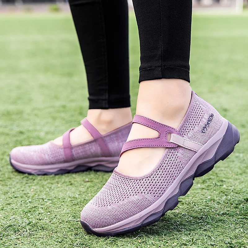 Ladies Fashion Breathable Lightweight Sneaker Take A Walk Shoes Mom Soft Bottom Sports Sneakers Loafers