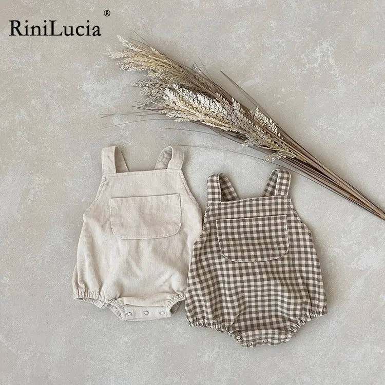 

RiniLucia Autumn Infant Girls Thin Casual Strap Pants Kids Baby Boys Girls Corduroy Plaid Overalls New Toddler Casual Overalls