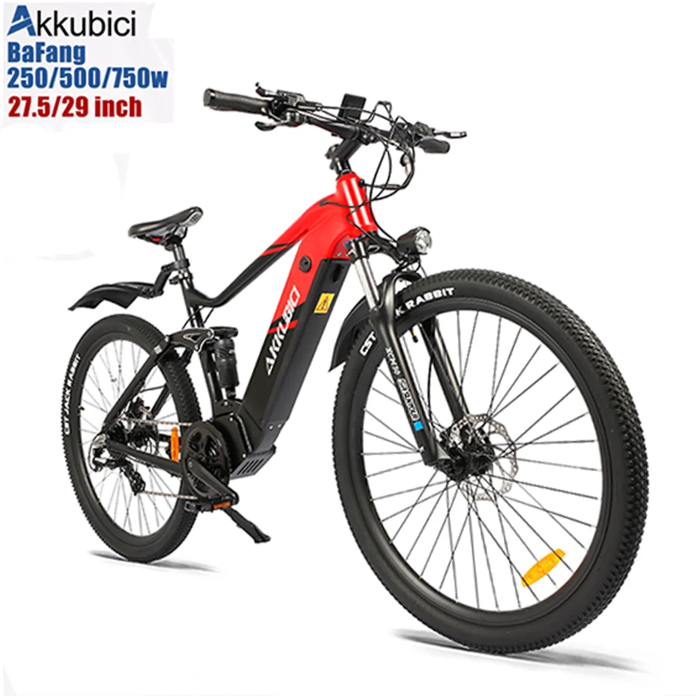

Akkubici bafang mid drive 250w 500w 750w ebike mtb full suspension eu warehouse electric e mountain bike men electric bicycle