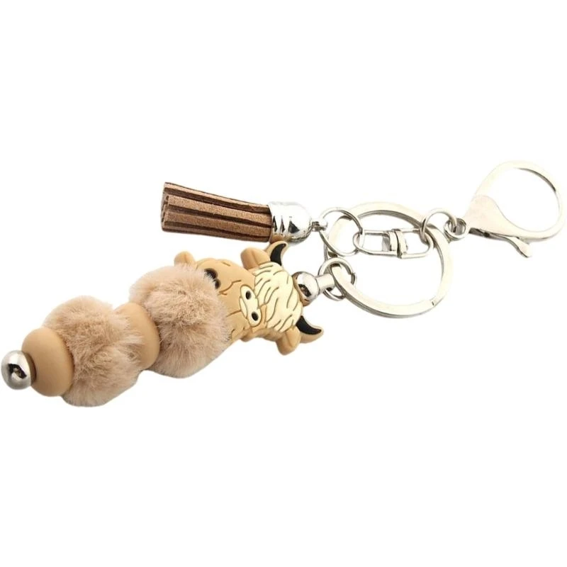 Фото C71D Highland Cow Cool Coolchain мягкий силиконовый куринг с красочными кисточками ключевые кольца аксессуары для женщин №5