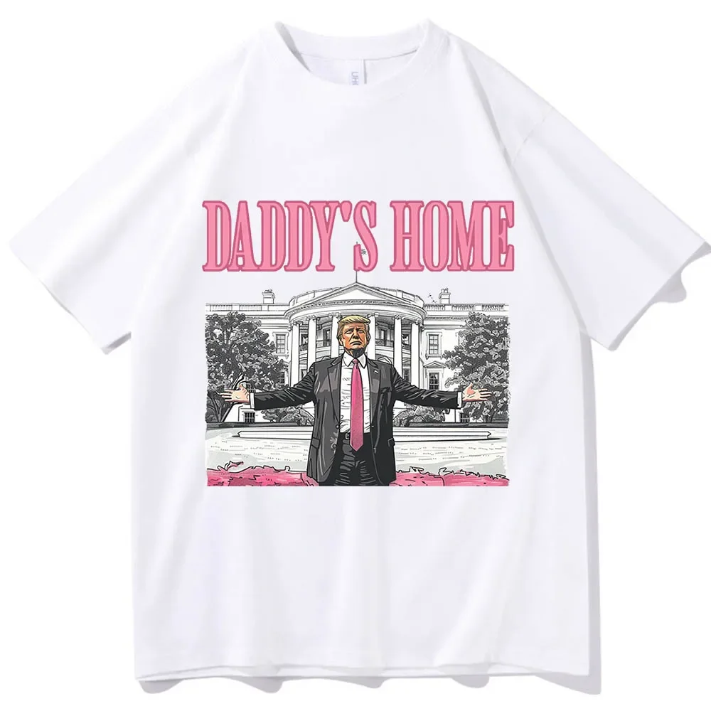 Daddy's Home Trump For President 2024 рубашки с короткими рукавами и круглым вырезом подарок MAGA