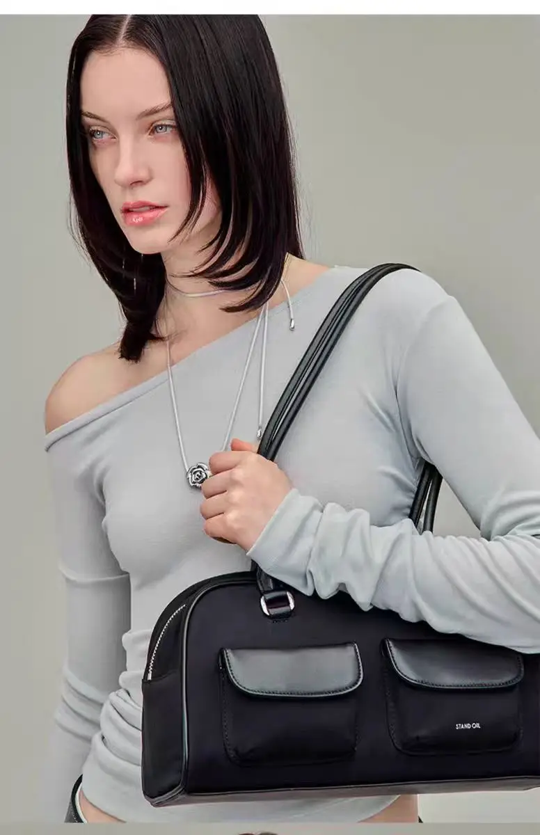 Подставка масло Корейская нишевая женская сумка для боулинга с двойным карманом