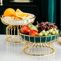 nordic creative ceramic fruit plate hotel wrought iron dessert table ins home snack plate living room tall fruit plate