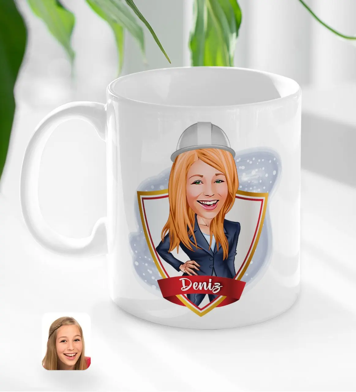 

Персонализированные Женские инженеры, карикатура с белой чашкой