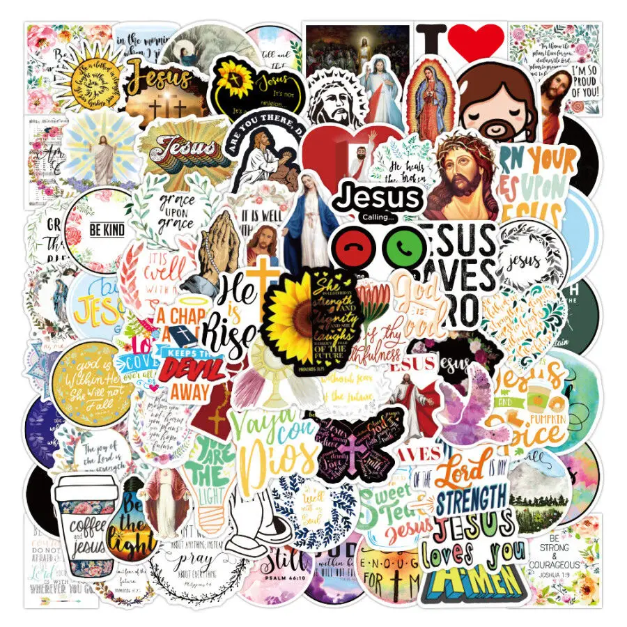 

10/30/50/100Pcs Jesus Christians Religion Stickers Graffiti Toy Skateboard Laptop Guitar Travel Luggage Decals DIY Kids Sticker